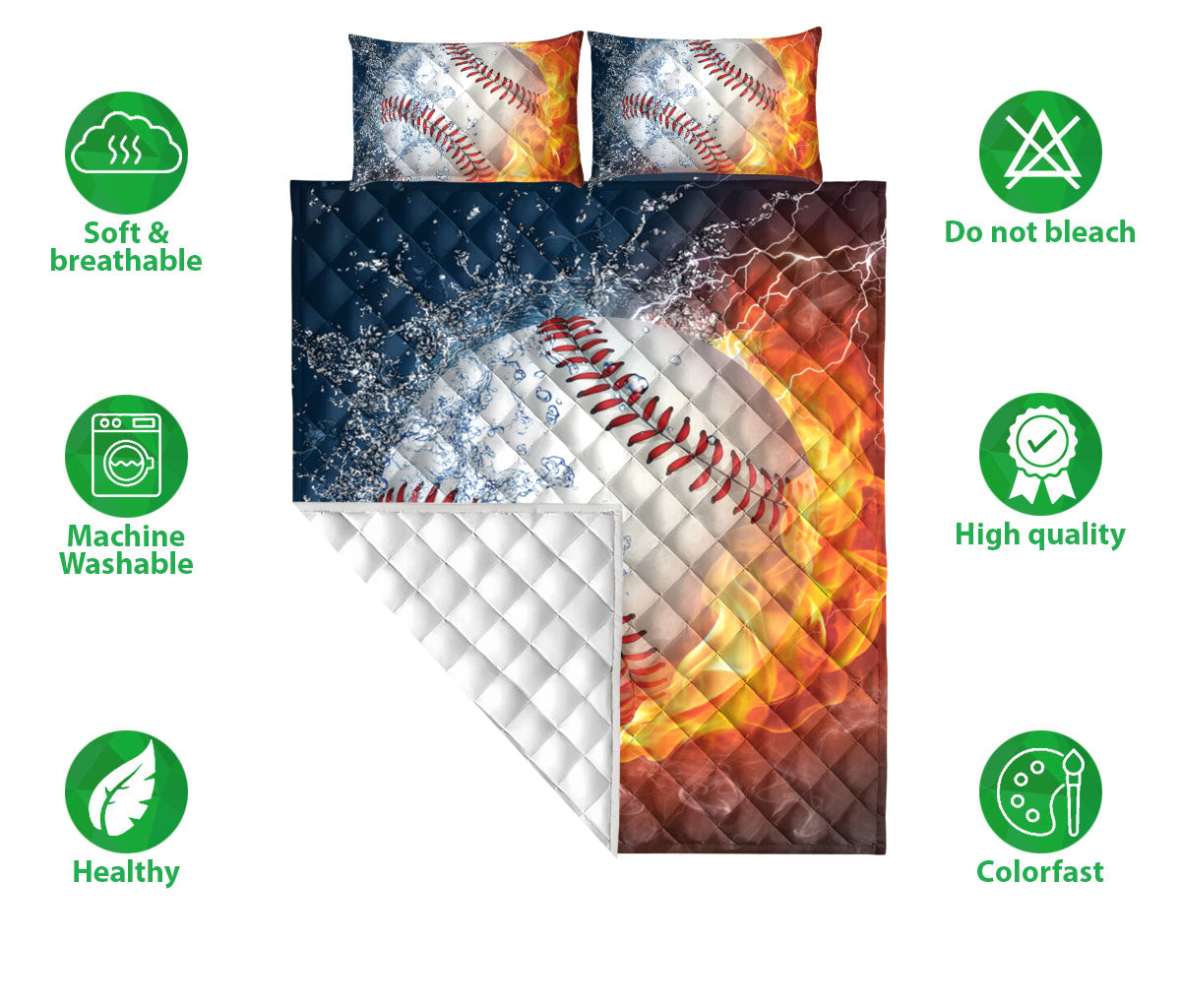 Ohaprints-Quilt-Bed-Set-Pillowcase-Baseball-Ball-Fire-&-Water-Unique-Gift-For-Sports-Lover-Men-Women-Kid-Blanket-Bedspread-Bedding-1427-Double (70'' x 80'')