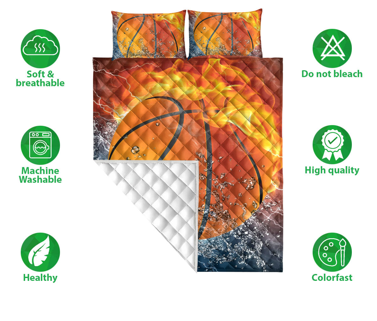 Ohaprints-Quilt-Bed-Set-Pillowcase-Basketball-Ball-Fire-&-Water-Unique-Gift-For-Sports-Lover-Men-Women-Kids-Blanket-Bedspread-Bedding-2014-Double (70'' x 80'')