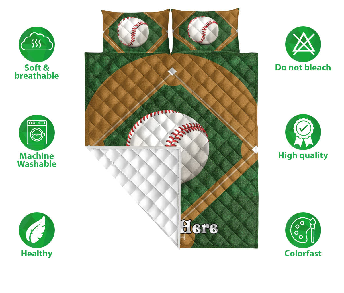 Ohaprints-Quilt-Bed-Set-Pillowcase-Baseball-Ball-Field-Unique-Gift-For-Sports-Lover-Custom-Personalized-Name-Blanket-Bedspread-Bedding-1771-Double (70'' x 80'')