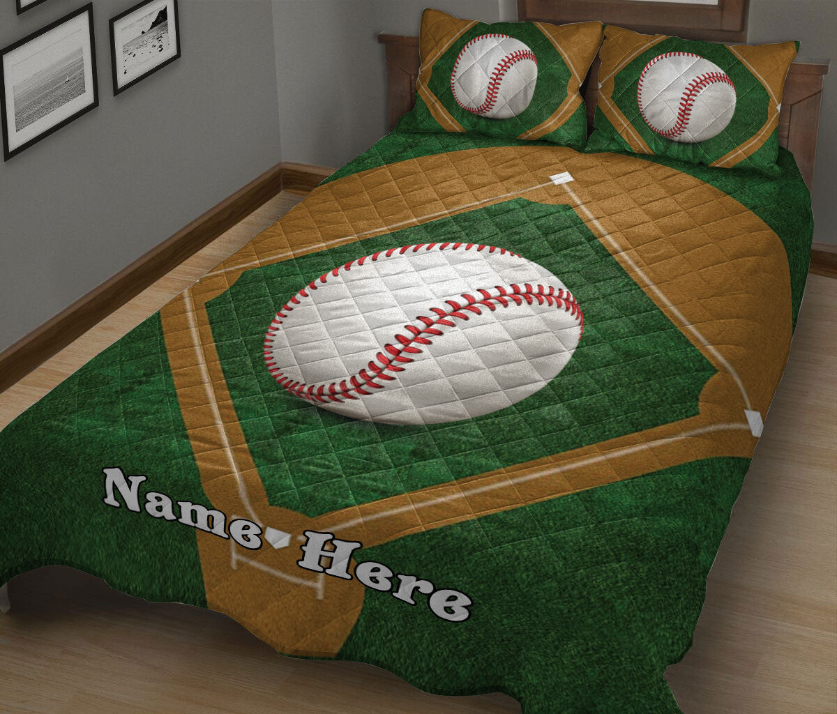 Ohaprints-Quilt-Bed-Set-Pillowcase-Baseball-Ball-Field-Unique-Gift-For-Sports-Lover-Custom-Personalized-Name-Blanket-Bedspread-Bedding-1771-King (90'' x 100'')