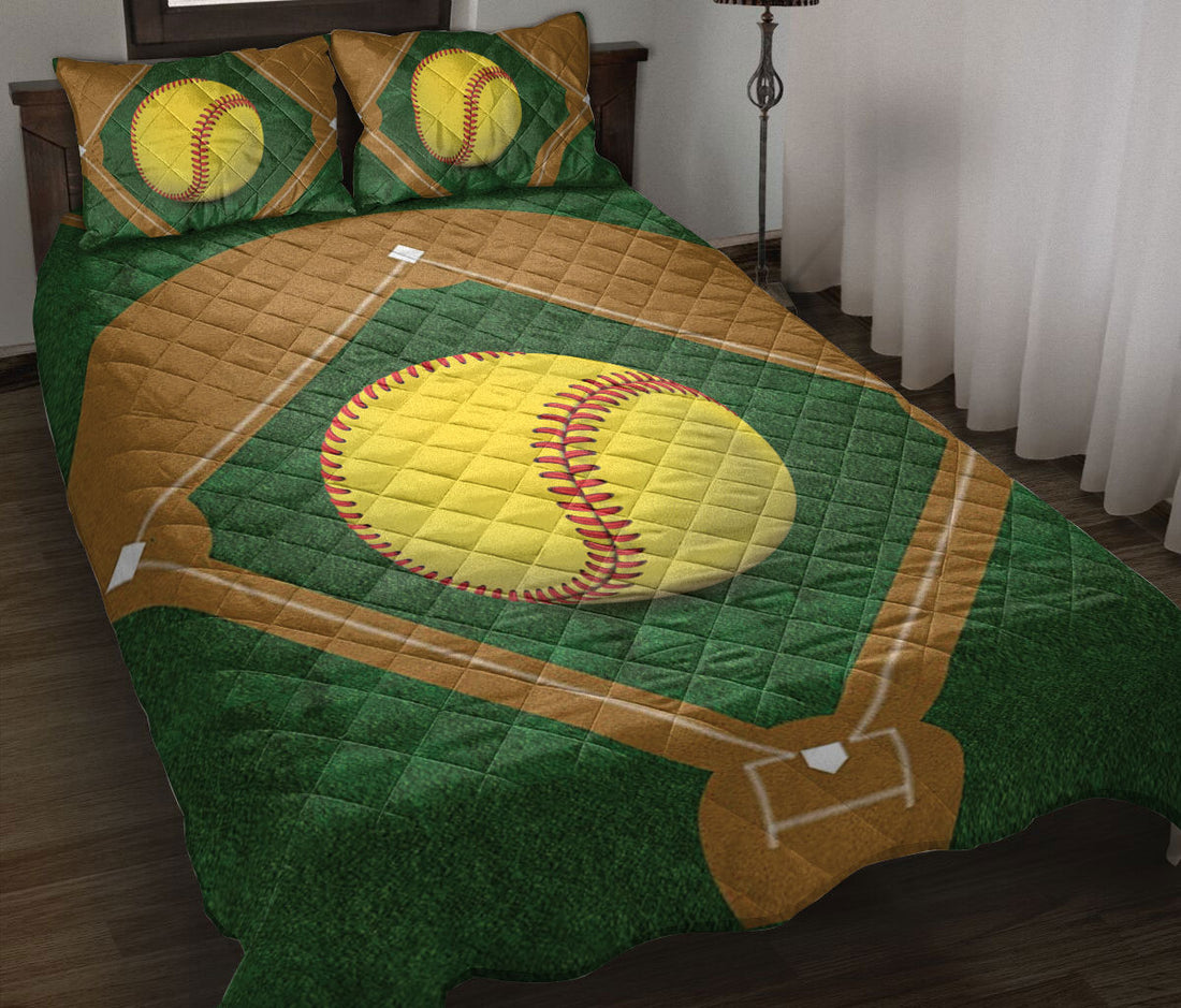 Ohaprints-Quilt-Bed-Set-Pillowcase-Softball-Ball-Field-Unique-Gift-For-Sports-Lover-Men-Women-Friend-Kids-Blanket-Bedspread-Bedding-848-Throw (55'' x 60'')