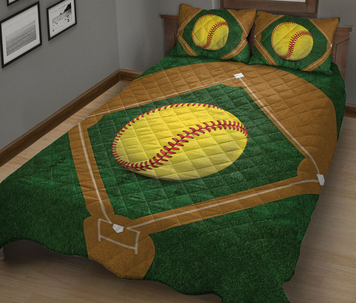 Ohaprints-Quilt-Bed-Set-Pillowcase-Softball-Ball-Field-Unique-Gift-For-Sports-Lover-Men-Women-Friend-Kids-Blanket-Bedspread-Bedding-848-King (90'' x 100'')