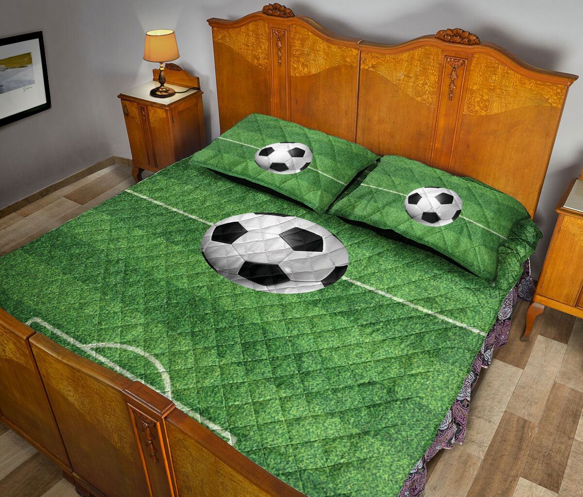 Ohaprints-Quilt-Bed-Set-Pillowcase-Soccer-Ball-Field-Unique-Gift-For-Sports-Lover-Men-Women-Friend-Kids-Blanket-Bedspread-Bedding-1428-Queen (80'' x 90'')