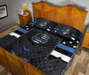Ohaprints-Quilt-Bed-Set-Pillowcase-Police-Thin-Blue-Line-Back-The-Blue-Black-Carbon-Pattern-Blanket-Bedspread-Bedding-3045-Queen (80&#39;&#39; x 90&#39;&#39;)