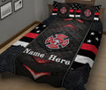 Ohaprints-Quilt-Bed-Set-Pillowcase-Firefighter-Thin-Red-Line-Back-The-Red-Carbon-Pattern-Custom-Personalized-Name-Blanket-Bedspread-Bedding-3046-King (90'' x 100'')