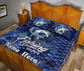 Ohaprints-Quilt-Bed-Set-Pillowcase-Fishing-Make-Me-Happy-Blue-Fish-Scales-Pattern-Custom-Personalized-Name-Blanket-Bedspread-Bedding-850-Queen (80'' x 90'')