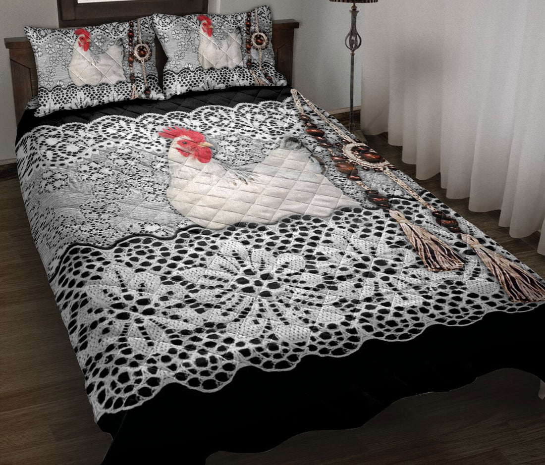 Ohaprints-Quilt-Bed-Set-Pillowcase-White-Chicken-Black-&-White-Amigurumi-Pattern-Gift-For-Farm-Animal-Lover-Blanket-Bedspread-Bedding-2610-Throw (55'' x 60'')