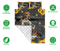 Ohaprints-Quilt-Bed-Set-Pillowcase-Funny-Beagle-Dog-Lover-Sunflower-Floral-B&W-Stripe-Pattern-Blanket-Bedspread-Bedding-704-Double (70'' x 80'')