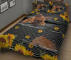 Ohaprints-Quilt-Bed-Set-Pillowcase-Frenchie-French-Bulldog-Sunflower-Floral-B&amp;W-Stripe-Pattern-Blanket-Bedspread-Bedding-1232-King (90&#39;&#39; x 100&#39;&#39;)