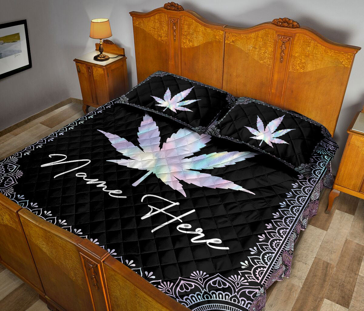 Ohaprints-Quilt-Bed-Set-Pillowcase-Mari.Juana-Leaves-Canna.Bis-Leaf-We.Ed-Custom-Personalized-Name-Blanket-Bedspread-Bedding-781-Queen (80'' x 90'')