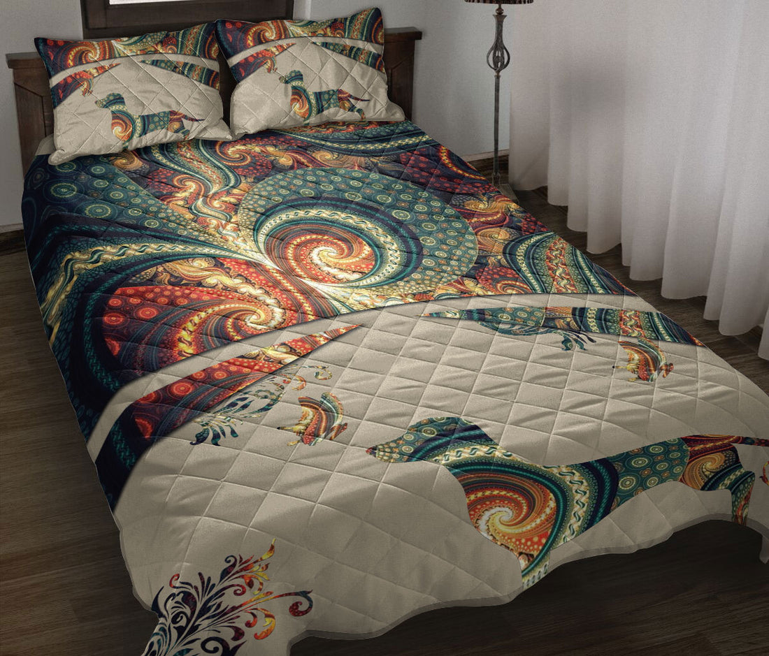 Ohaprints-Quilt-Bed-Set-Pillowcase-Dachshund-Weiner-Doxie-Dog-Mandala-Flower-Floral-Boho-Pattern-Blanket-Bedspread-Bedding-2505-Throw (55'' x 60'')