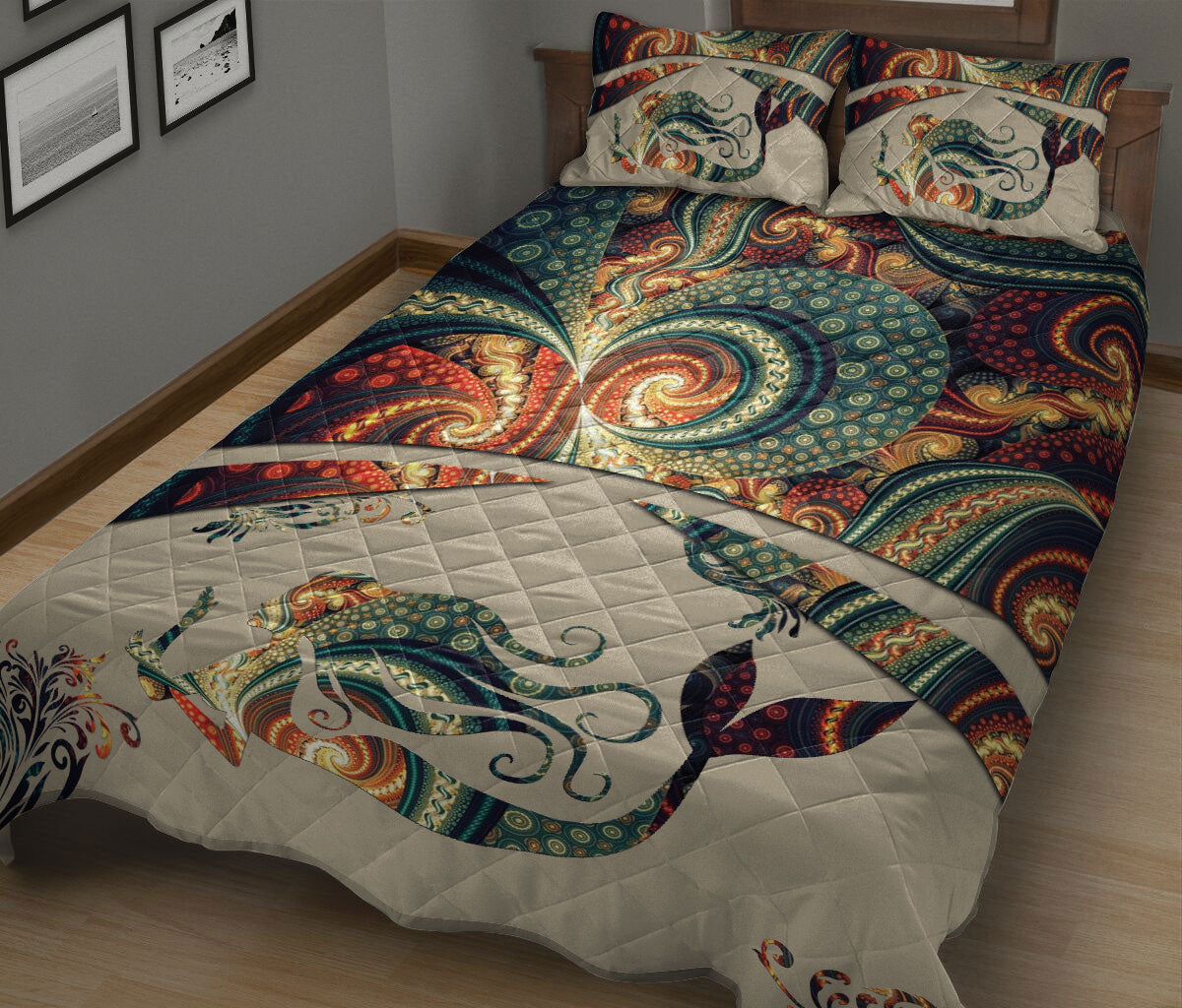 Ohaprints-Quilt-Bed-Set-Pillowcase-Mermaid-Butterfly-Mandala-Flower-Floral-Boho-Bohemian-Pattern-Blanket-Bedspread-Bedding-2447-King (90'' x 100'')