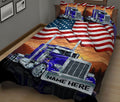 Ohaprints-Quilt-Bed-Set-Pillowcase-Navy-Truck-American-Us-Flag-Patriot-Gift-For-Trucker-Custom-Personalized-Name-Blanket-Bedspread-Bedding-2107-King (90'' x 100'')