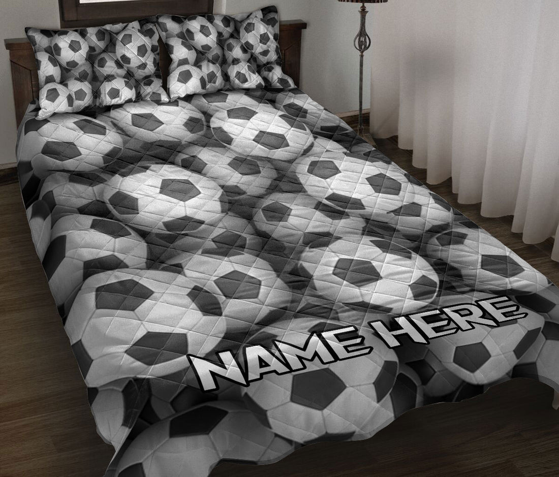 Ohaprints-Quilt-Bed-Set-Pillowcase-Soccer-Black-&-White-Ball-Pattern-Sports-Lover-Gift-Custom-Personalized-Name-Blanket-Bedspread-Bedding-2703-Throw (55'' x 60'')