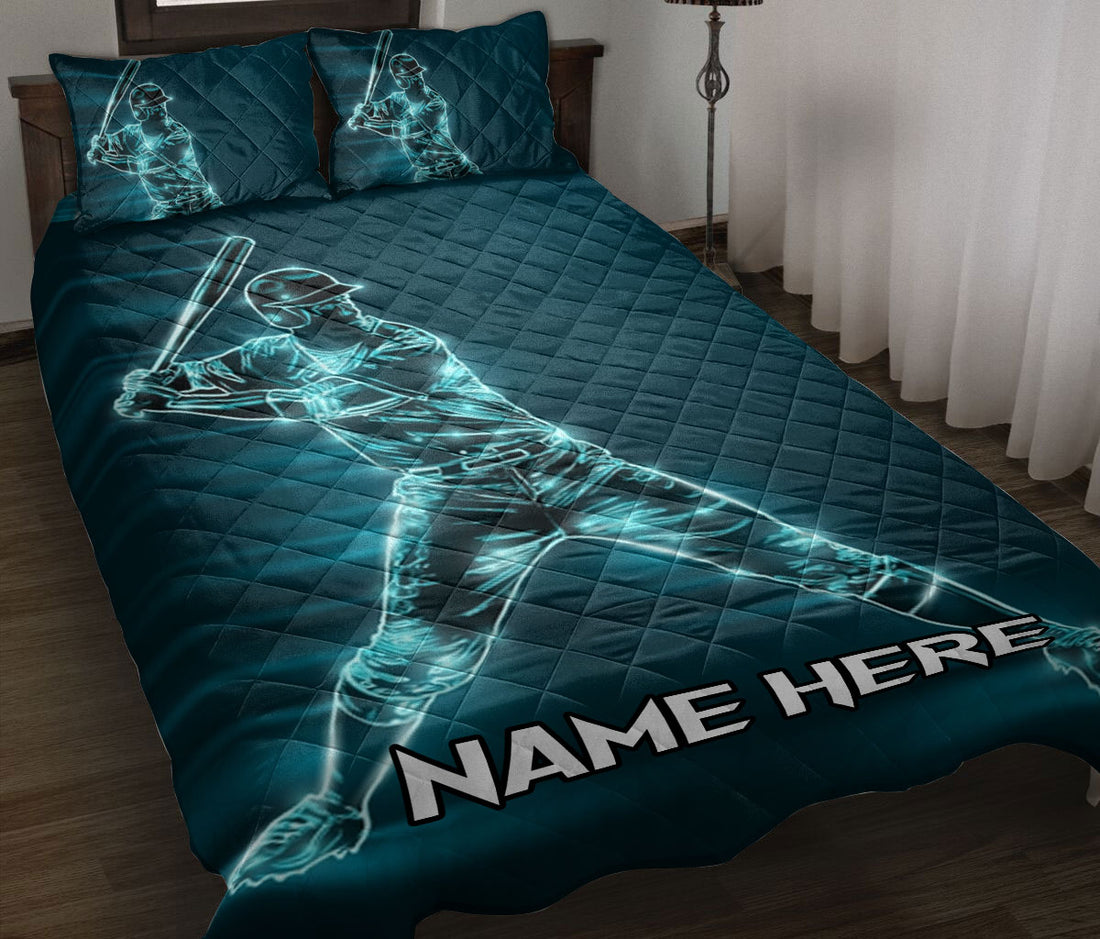 Ohaprints-Quilt-Bed-Set-Pillowcase-Baseball-Batter-Blue-Light-Pattern-Sport-Lover-Gift-Custom-Personalized-Name-Blanket-Bedspread-Bedding-944-Throw (55'' x 60'')
