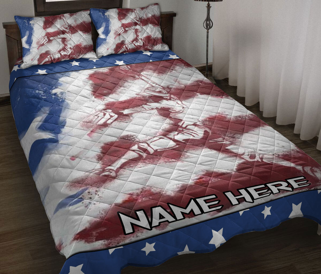 Ohaprints-Quilt-Bed-Set-Pillowcase-Softball-Pitcher-American-Us-Flag-Sport-Lover-Gift-Custom-Personalized-Name-Blanket-Bedspread-Bedding-945-Throw (55'' x 60'')