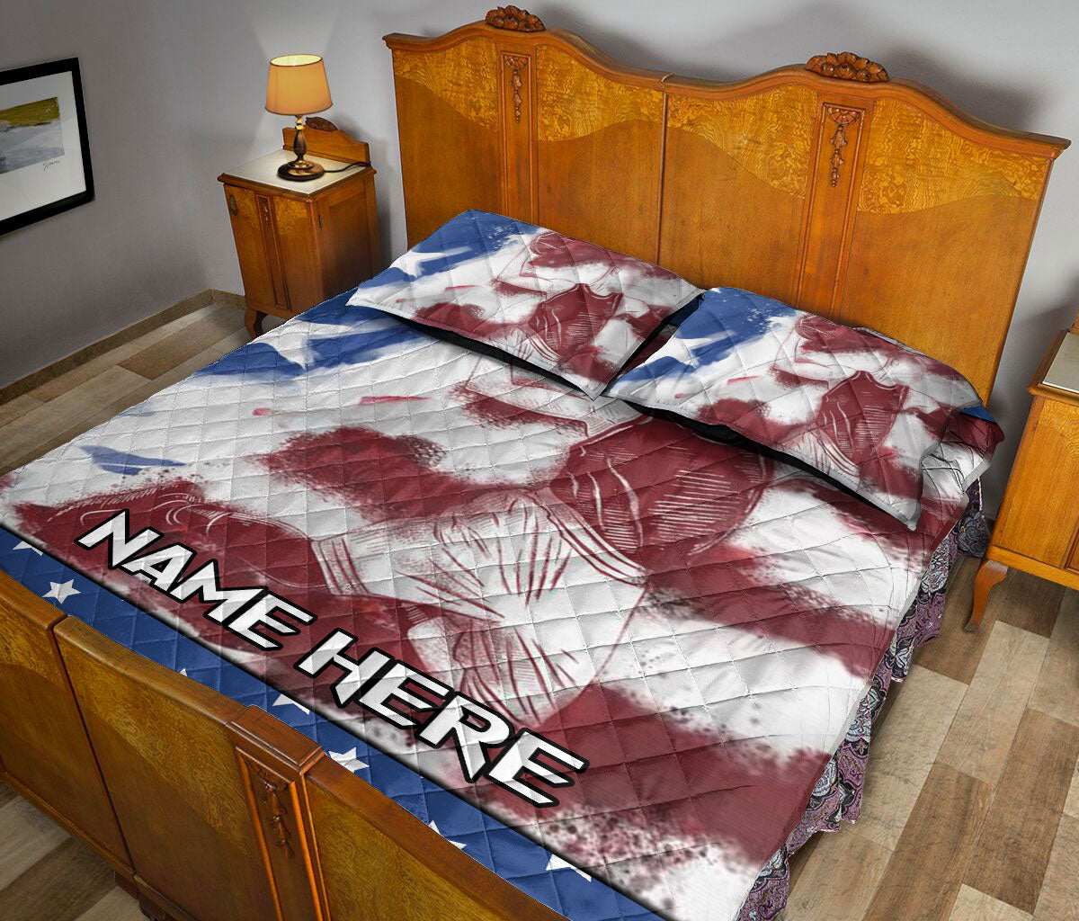 Ohaprints-Quilt-Bed-Set-Pillowcase-Basketball-Player-American-Us-Flag-Sports-Lover-Gift-Custom-Personalized-Name-Blanket-Bedspread-Bedding-2111-Queen (80'' x 90'')