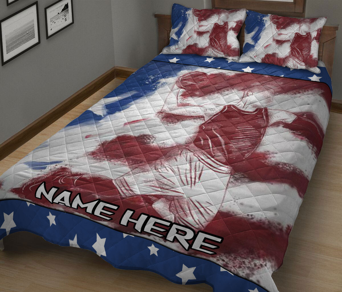 Ohaprints-Quilt-Bed-Set-Pillowcase-Basketball-Player-American-Us-Flag-Sports-Lover-Gift-Custom-Personalized-Name-Blanket-Bedspread-Bedding-2111-King (90'' x 100'')