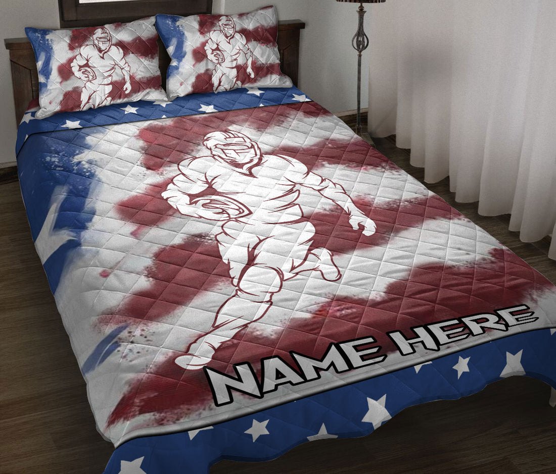 Ohaprints-Quilt-Bed-Set-Pillowcase-American-Football-American-Us-Flag-Sports-Lover-Gift-Custom-Personalized-Name-Blanket-Bedspread-Bedding-354-Throw (55'' x 60'')