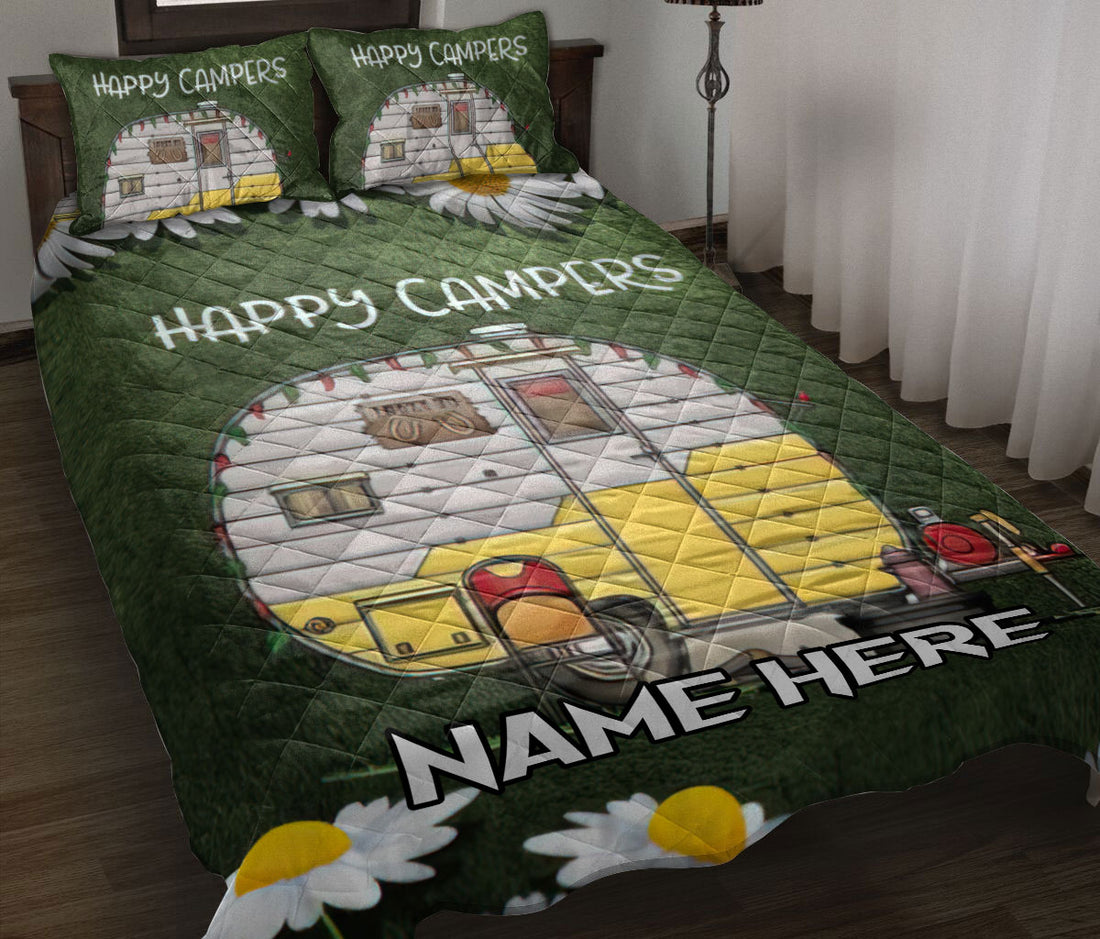 Ohaprints-Quilt-Bed-Set-Pillowcase-Camping-Happy-Campers-Enjoy-Life-Flower-Garden-Floral-Custom-Personalized-Name-Blanket-Bedspread-Bedding-1528-Throw (55'' x 60'')