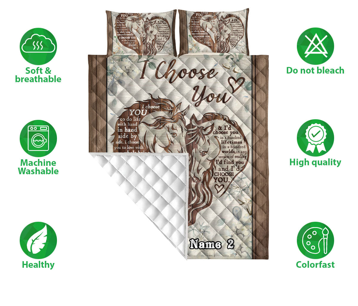 Ohaprints-Quilt-Bed-Set-Pillowcase-Horse-I-Choose-You-Gift-For-Couple-Husband-&-Wife-Custom-Personalized-Name-Blanket-Bedspread-Bedding-1529-Double (70'' x 80'')