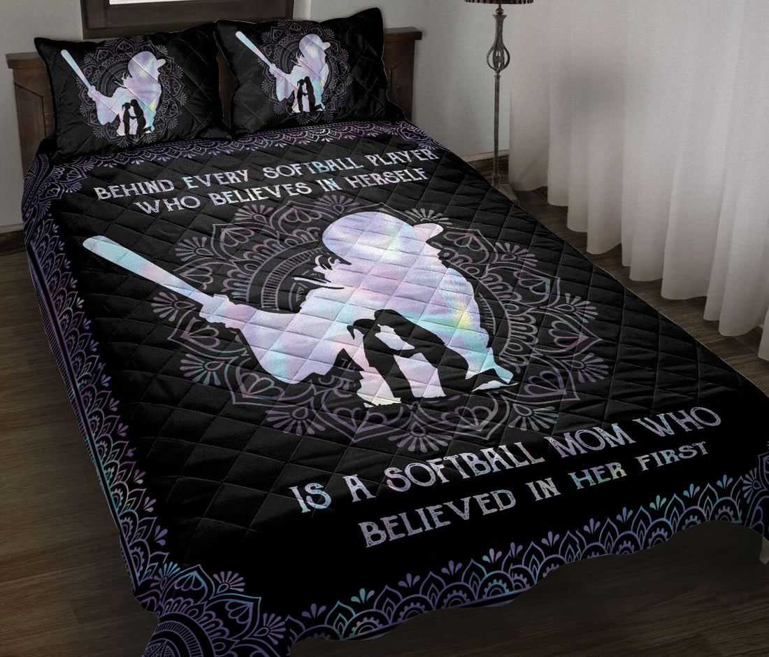 Ohaprints-Quilt-Bed-Set-Pillowcase-Behind-Softball-Player-Mom-Believe-In-Her-Blanket-Bedspread-Bedding-1842-King (90'' x 100'')