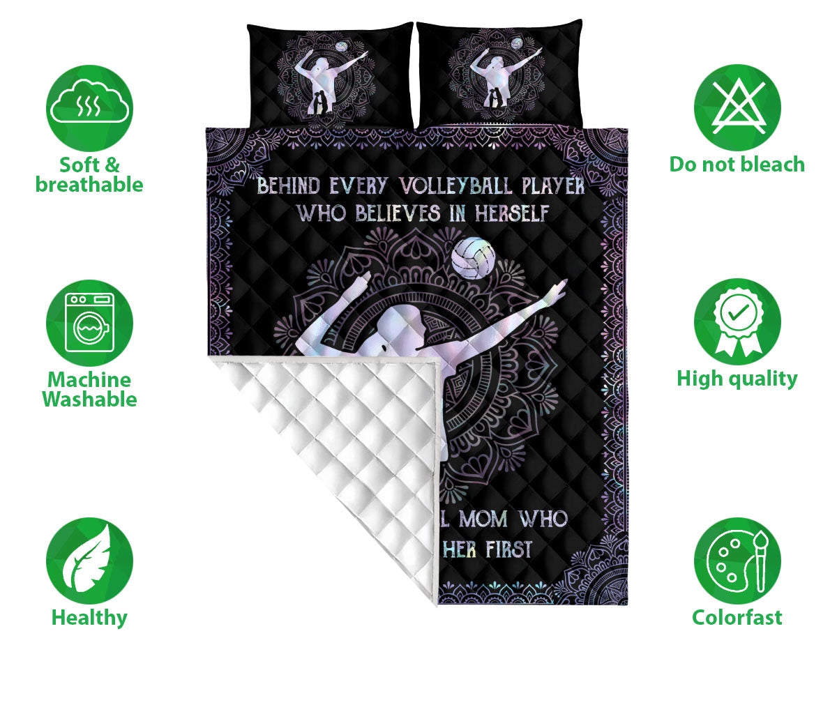 Ohaprints-Quilt-Bed-Set-Pillowcase-Behind-Volleyball-Player-Mom-Believe-In-Her-Blanket-Bedspread-Bedding-706-Double (70'' x 80'')