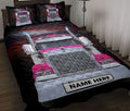 Ohaprints-Quilt-Bed-Set-Pillowcase-Pink-Truck-Love-Trucker-Driver-Unique-Gift-Custom-Personalized-Name-Blanket-Bedspread-Bedding-3503-Throw (55'' x 60'')