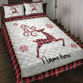 Ohaprints-Quilt-Bed-Set-Pillowcase-Christmas-Reindeer-Snowflake-Red-Plaid-Custom-Personalized-Name-Blanket-Bedspread-Bedding-4240-Throw (55'' x 60'')