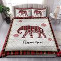 Ohaprints-Quilt-Bed-Set-Pillowcase-Christmas-Elephant-Snowflake-Red-Plaid-Custom-Personalized-Name-Blanket-Bedspread-Bedding-4241-King (90'' x 100'')