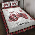 Ohaprints-Quilt-Bed-Set-Pillowcase-Christmas-Tractor-Snowflake-Red-Plaid-Custom-Personalized-Name-Blanket-Bedspread-Bedding-4242-Throw (55'' x 60'')