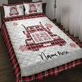 Ohaprints-Quilt-Bed-Set-Pillowcase-Christmas-Red-Truck-Snowflake-Red-Plaid-Custom-Personalized-Name-Blanket-Bedspread-Bedding-4243-Throw (55'' x 60'')