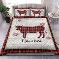 Ohaprints-Quilt-Bed-Set-Pillowcase-Christmas-Cow-Snowflake-Red-Plaid-Custom-Personalized-Name-Blanket-Bedspread-Bedding-4250-King (90'' x 100'')