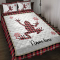 Ohaprints-Quilt-Bed-Set-Pillowcase-Christmas-Frog-Snowflake-Red-Plaid-Custom-Personalized-Name-Blanket-Bedspread-Bedding-4251-Throw (55'' x 60'')