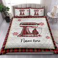 Ohaprints-Quilt-Bed-Set-Pillowcase-Christmas-Baking-Mixer-Snowflake-Red-Plaid-Custom-Personalized-Name-Blanket-Bedspread-Bedding-4252-King (90'' x 100'')