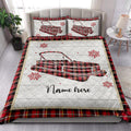 Ohaprints-Quilt-Bed-Set-Pillowcase-Christmas-Pontoon-Boat-Snowflake-Red-Plaid-Custom-Personalized-Name-Blanket-Bedspread-Bedding-4253-King (90'' x 100'')