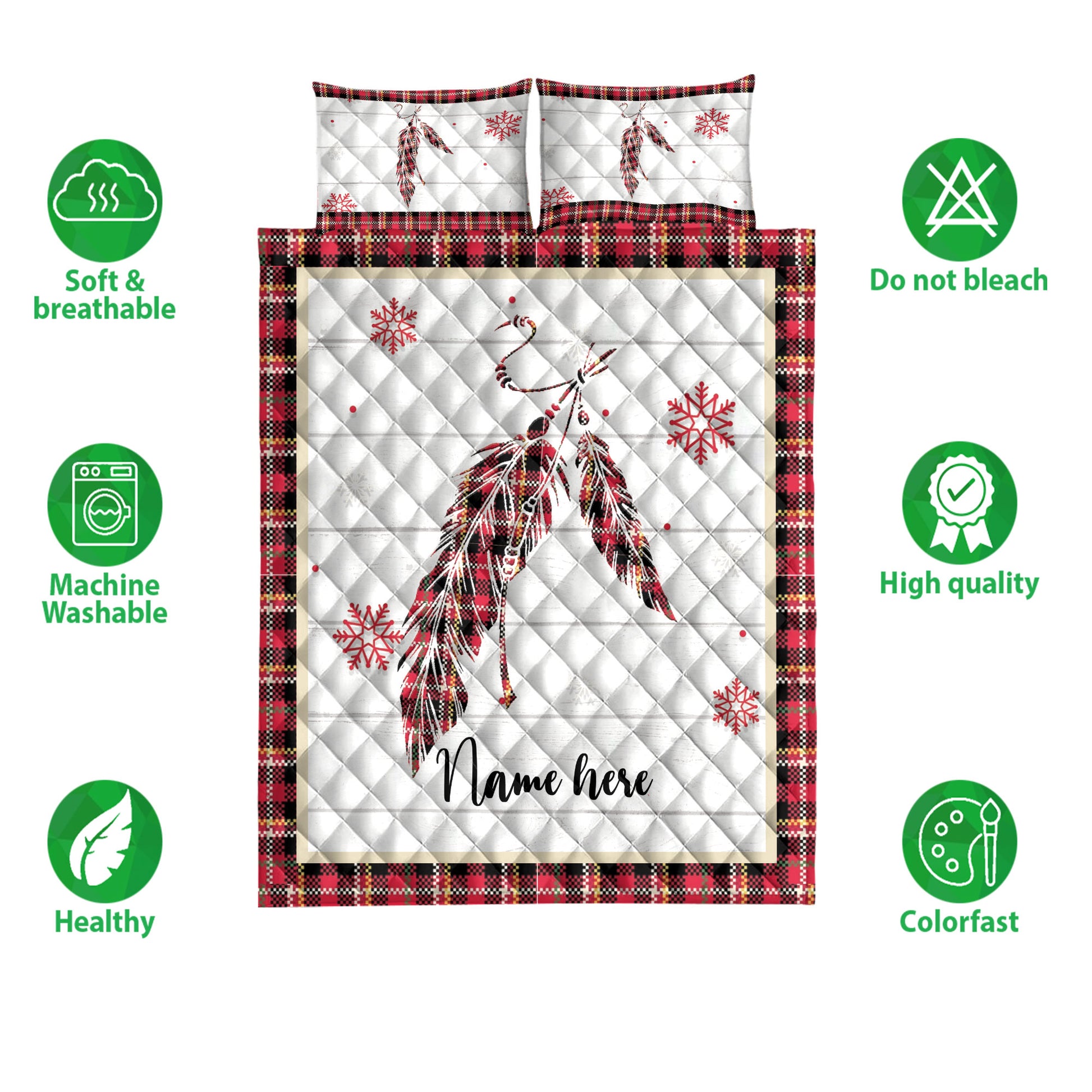 Ohaprints-Quilt-Bed-Set-Pillowcase-Christmas-Native-Us-Feather-Indigenous-Custom-Personalized-Name-Blanket-Bedspread-Bedding-4254-Double (70'' x 80'')