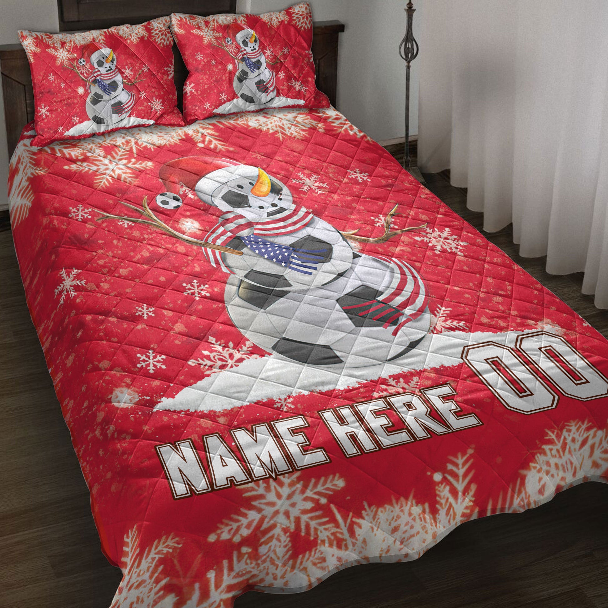 Ohaprints-Quilt-Bed-Set-Pillowcase-Soccer-Snowman-Unique-Christmas-Gift-Custom-Personalized-Name-Number-Blanket-Bedspread-Bedding-4258-Throw (55'' x 60'')