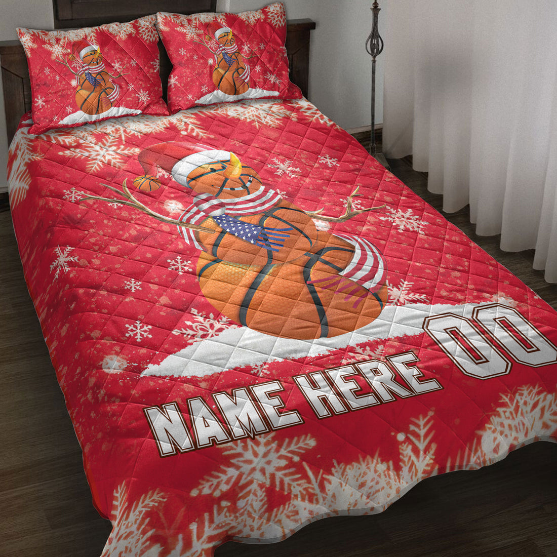 Ohaprints-Quilt-Bed-Set-Pillowcase-Basketball-Snowman-Christmas-Gift-Custom-Personalized-Name-Number-Blanket-Bedspread-Bedding-4260-Throw (55'' x 60'')