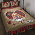 Ohaprints-Quilt-Bed-Set-Pillowcase-English-Bulldog-Christmas-Heart-Red-Plaid-Custom-Personalized-Name-Blanket-Bedspread-Bedding-4266-Throw (55'' x 60'')