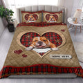 Ohaprints-Quilt-Bed-Set-Pillowcase-English-Bulldog-Christmas-Heart-Red-Plaid-Custom-Personalized-Name-Blanket-Bedspread-Bedding-4266-King (90'' x 100'')