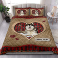 Ohaprints-Quilt-Bed-Set-Pillowcase-Husky-Sibir-Christmas-Heart-Red-Plaid-Custom-Personalized-Name-Blanket-Bedspread-Bedding-4269-King (90'' x 100'')