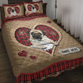 Ohaprints-Quilt-Bed-Set-Pillowcase-Pug-Christmas-Heart-Red-Plaid-Custom-Personalized-Name-Blanket-Bedspread-Bedding-4271-Throw (55'' x 60'')