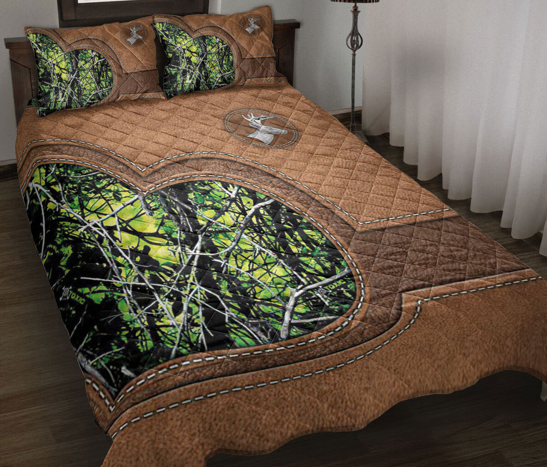 Ohaprints-Quilt-Bed-Set-Pillowcase-Country-Girl-Deer-Hunting-Green-Camo-Deer-Horn-Blanket-Bedspread-Bedding-2041-Throw (55'' x 60'')