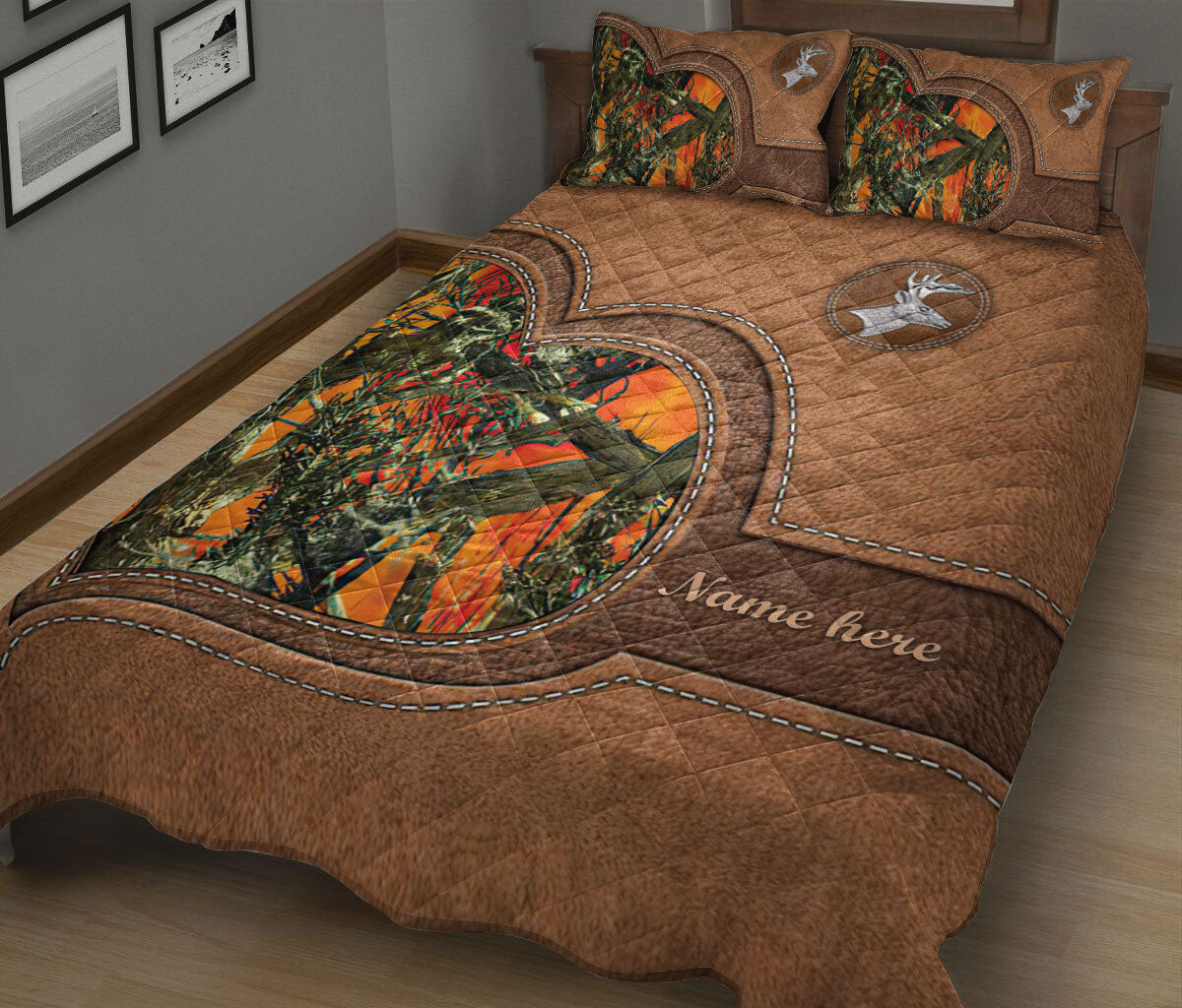 Ohaprints-Quilt-Bed-Set-Pillowcase-Country-Girl-Deer-Hunting-Orange-Camo-Deer-Horn-Custom-Personalized-Name-Blanket-Bedspread-Bedding-2635-King (90'' x 100'')