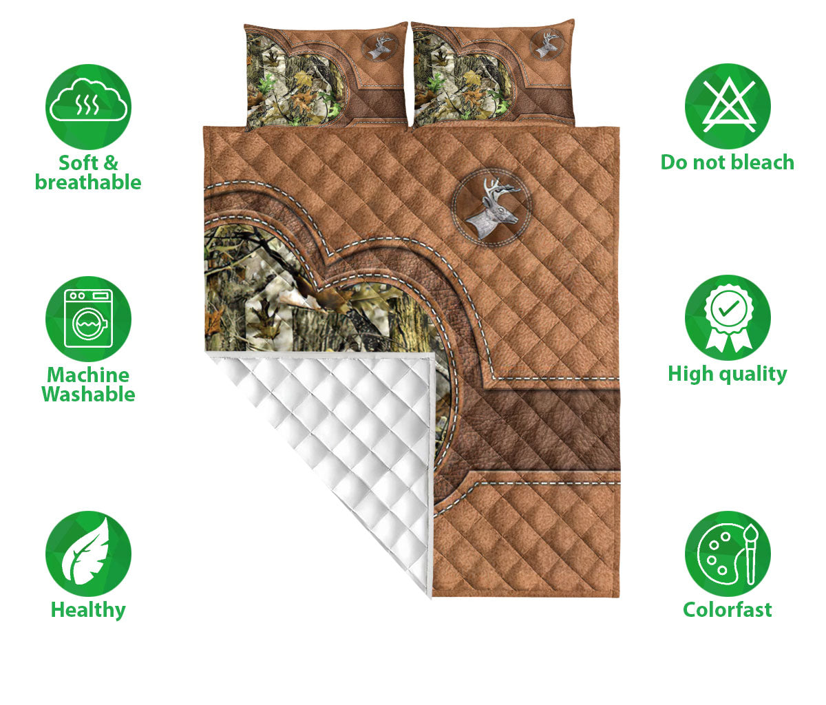 Ohaprints-Quilt-Bed-Set-Pillowcase-Country-Girl-Deer-Hunting-Camo-Pattern-Deer-Horn-Blanket-Bedspread-Bedding-1456-Double (70'' x 80'')