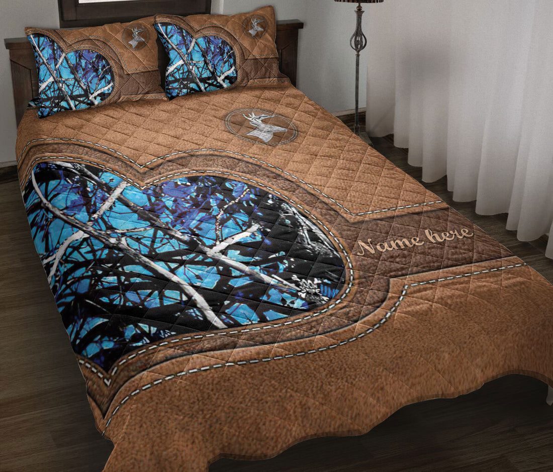 Ohaprints-Quilt-Bed-Set-Pillowcase-Country-Girl-Deer-Hunting-Blue-Camo-Pattern-Deer-Horn-Custom-Personalized-Name-Blanket-Bedspread-Bedding-2042-Throw (55'' x 60'')