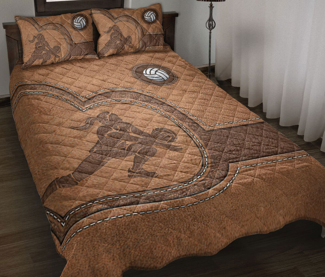 Ohaprints-Quilt-Bed-Set-Pillowcase-Volleyball-Libero-Volleyball-Player-Sport-Heart-Brown-Pattern-Blanket-Bedspread-Bedding-2373-Throw (55'' x 60'')