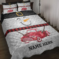 Ohaprints-Quilt-Bed-Set-Pillowcase-Funny-Snowman-Bring-Christmas-Gift-Red-Truck-Glitter-Buffalo-Plaid-Blanket-Bedspread-Bedding-3987-Throw (55'' x 60'')