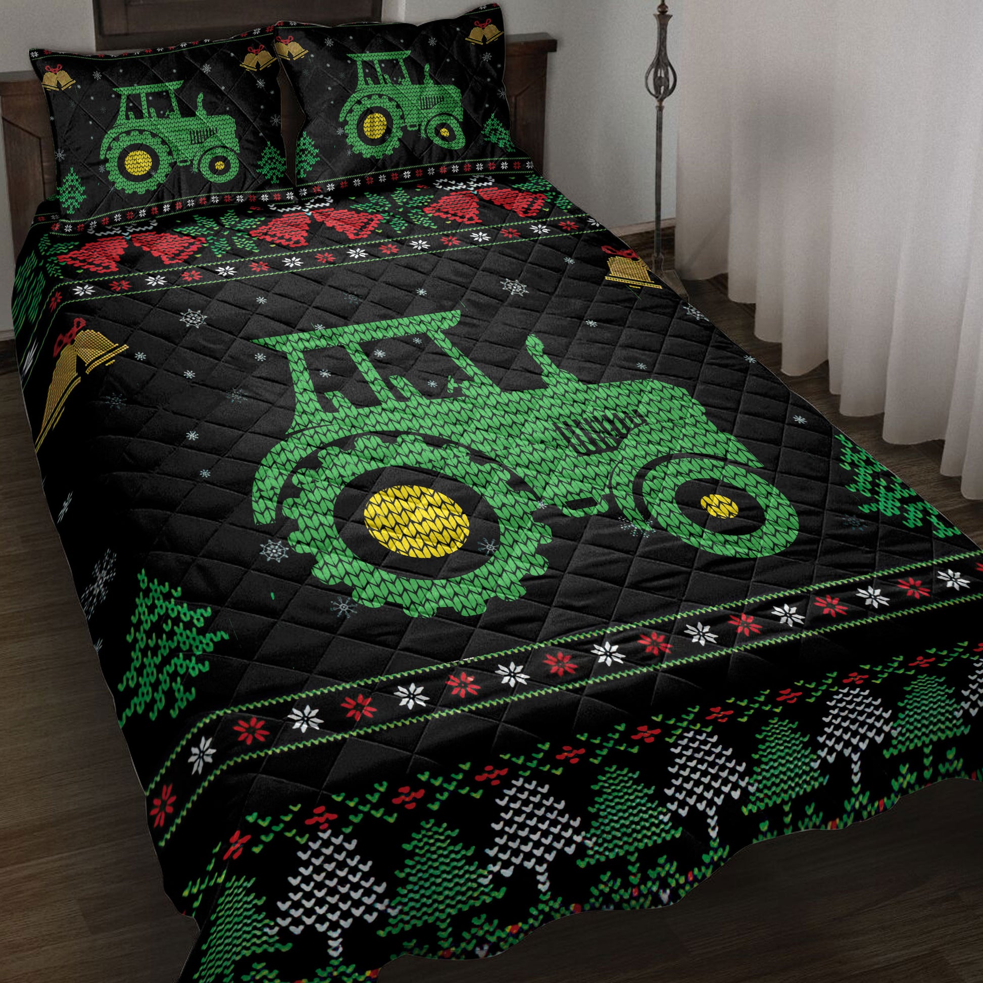 Ohaprints-Quilt-Bed-Set-Pillowcase-Tractor-Farm-Country-Life-Ugly-Chrismas-Pattern-Gift-For-Farmer-Blanket-Bedspread-Bedding-3992-Throw (55'' x 60'')